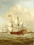 HMS St Andrew at sea in a moderate breeze, painted Willem van